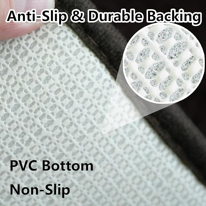 BOANKODU Bathroom Mat Sets 2 Piece, Absorbent Non-Slip Very Soft Chenille Mat, 32x20 Inch + 20x20 Inch U Shape, Machine Washable (Coffee)
