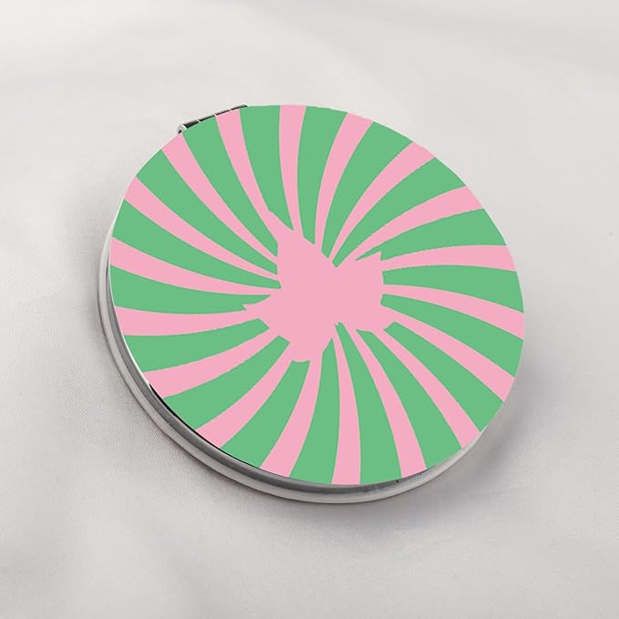 WUSUANED Pink and Green Leaf Makeup Mirror Sorority Sisters Inspired Mirror Sorority Leaf Gift Greek Sorority Paraphernalia Gifts
