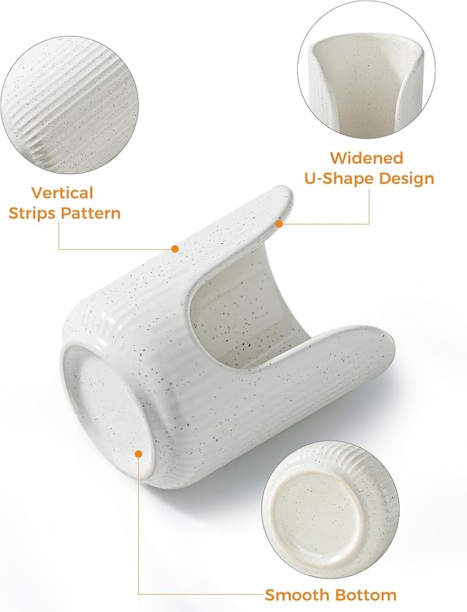 ABRUTY Bathroom Cup Dispenser, 3oz-4oz Ceramic Paper Cup Holder, Small Countertop Mouthwash Dixie Cups Accessories, for Vanity Countertops, Bathroom, Kitchen, and Dining Room, Sand