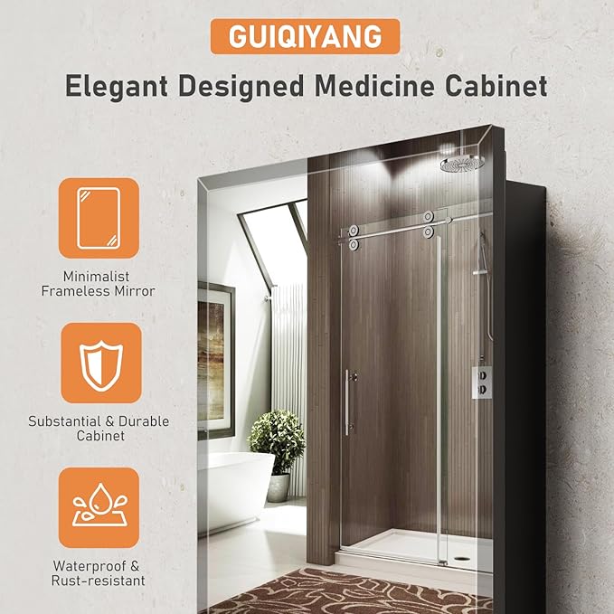 20X26 Inches Medicine Cabinet, Wall Mounted Bathroom Cabinet wirh Beveled Mirror, Recessed or Surface Medicine Cabinet with Storage