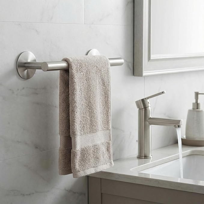 9 Inch Brushed Nickel Hand Towel Holders - Small Space Solutions Towel Rack for Bathroom&Kitchen, Stainless Steel Self Adhesive Bathroom Towel Bar, Towel Organizer Bathroom Hardware