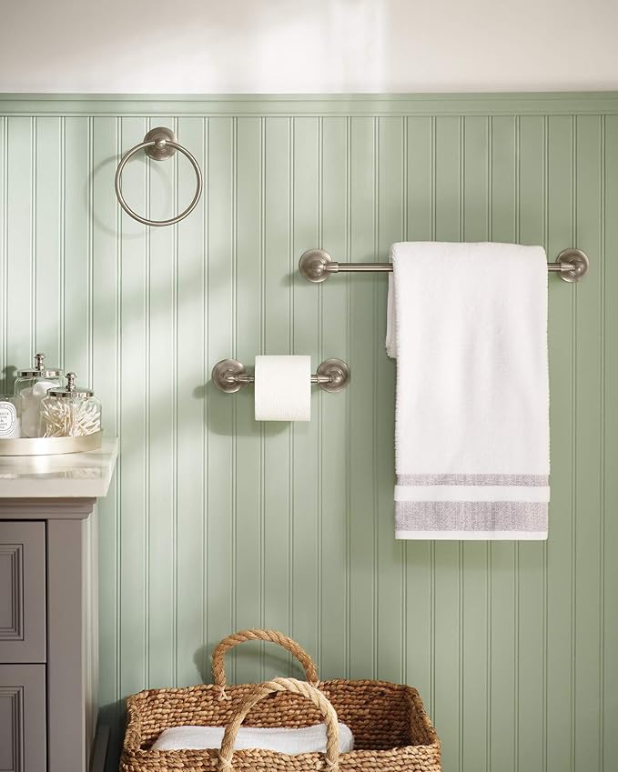 Moen DN6886BN Sage Single Post Bathroom Hand -Towel Ring, Spot Resist Brushed Nickel (Pack of 2)