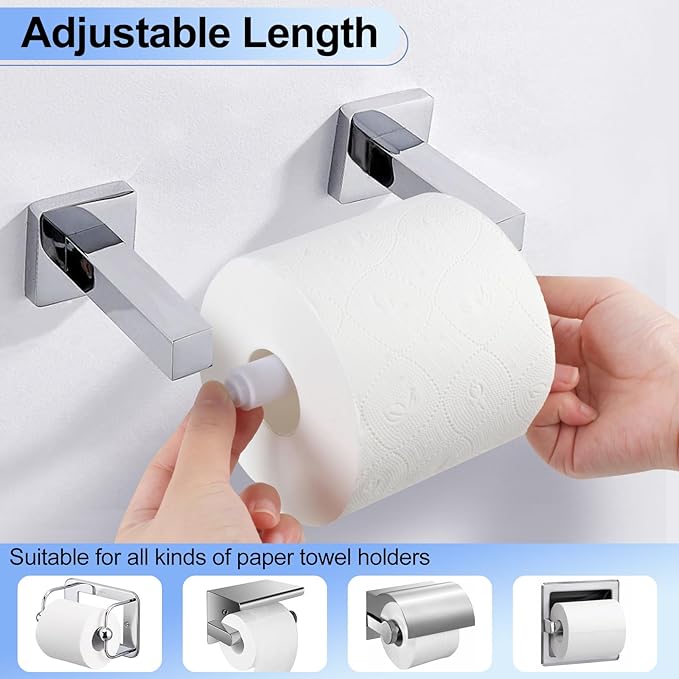 Rindion 4 Pack Toilet Paper Holder Spring Rod, White Toilet Paper Roller Replacement, Plastic Toilet Paper Holder Replacement Rod