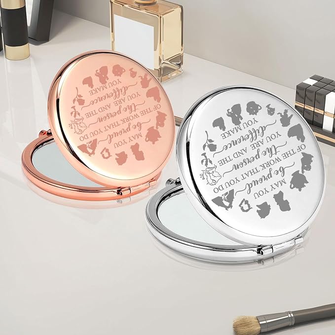 PLITI Princess Fan Gift May You Be Proud of The Work That You Do Princess Compact Mirror for Fairy Tales Lover (Be Proud Beauty CMrg)