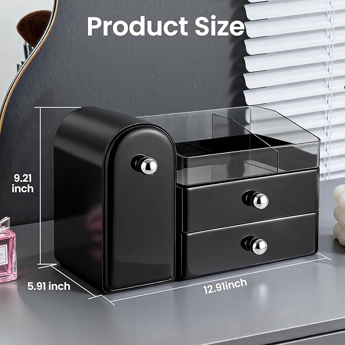 Makeup Organizer,Vanity Organizer with Makeup Brush Holder,Large Skincare Organizers and Bathroom Countertop Organizer,Storage Lipstick,Perfume,Nail Polish,Beauty,Mothers Day Gifts for Women