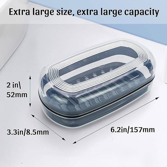 OZNER Clear Travel Soap Case Compatible with Kitsch - Leak-Proof Multi-Use Soap Holder with Draining Layer for Shampoo Bars, Gym, Travel & Camping（Transparent White,1 Pack）