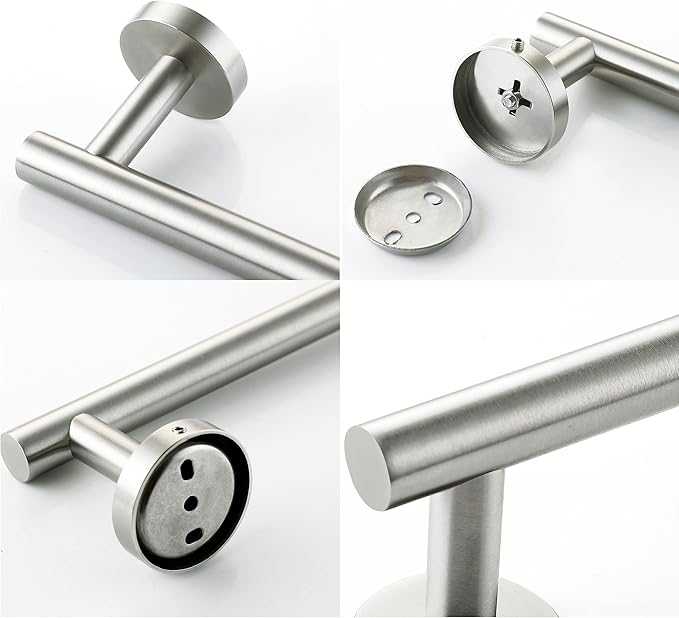 Nolimas Brushed Nickel Bath Towel Bar Single Bars Towel Rack Rod Classic Wall Mounted SUS304 Stainless Steel Bathroom Towel Holder Toilet Kitchen Towel Shelf Single Layer,16 inches