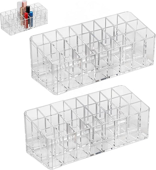 2 pcs Rollerball Perfume Organizer, 48 Spaces Clear Acrylic Perfume Storage Holder Beauty Scent Holder, Makeup Lipgloss Lipstick Display Case