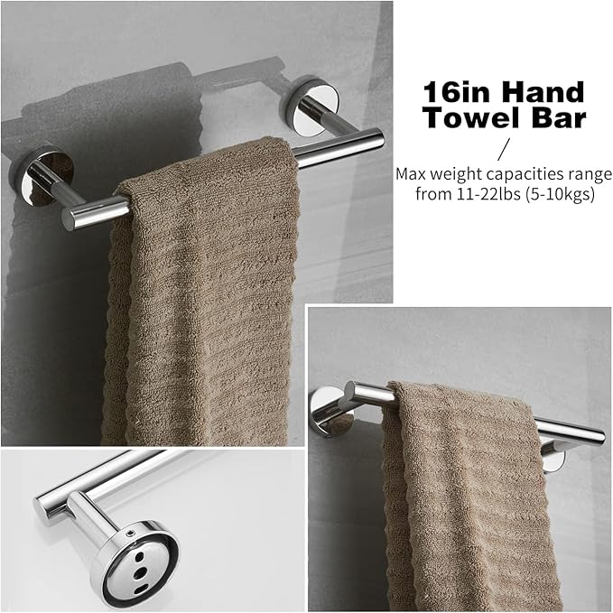 20pcs Bathroom Hardware Set, Brushed Nickel Bathroom Hardware Set, Including 16" Hand Towel Bars, Toilet Paper Holders, Towel Rings, Robe Towel Hooks