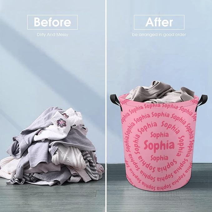 ZOE DAVISON Custom Laundry Baskets with Name,Personalized Name Laundry Hamper for Kids Baby Adults,Collapsible Clothes Storage Organizer,One Size