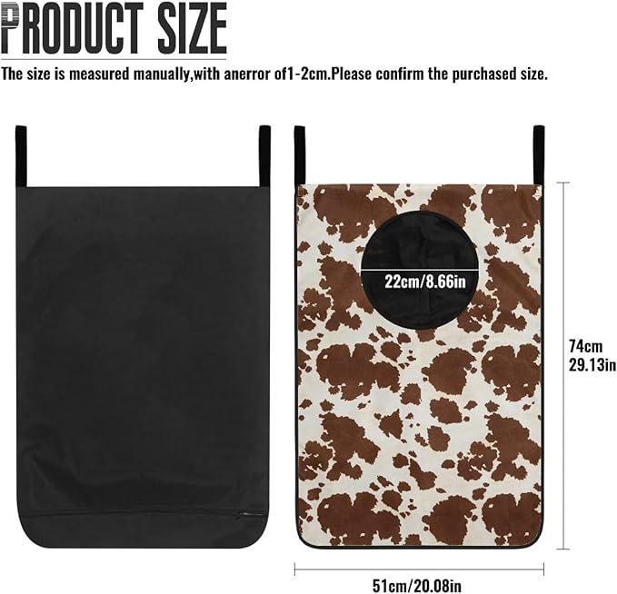 ZFRXIGN Cowhide Hanging Laundry Bag Over The Door Laundry Hamper Western Laundry Basket Home Storage Organizers Dirty Clothes Hamper for Bedroom Nursery Hampers Laundry Baskets