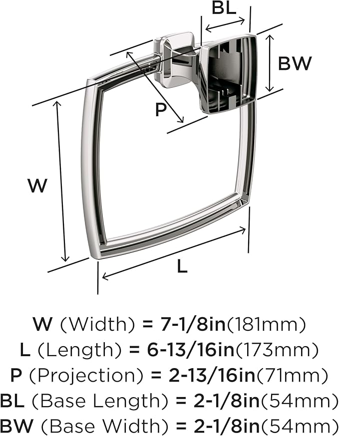 Amerock Revitalize Polished Nickel Closed Towel Ring, BH36032PN