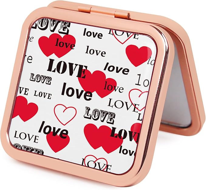 Magnifying Compact Mirror for Purses with 2X 1x Magnification, Folding Mini Pocket Double Sided Travel Makeup Mirror, Perfect for Purse, Pocket Mirror for Gift Rose Gold