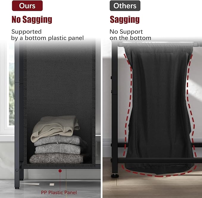 Huhote Laundry Hamper, double Laundry Basket, Laundry Sorter with Top Shelf & 2 Removable Washable Bags & Side Pockets for Laundry Room organization, Bathroom and Dorm, Rustic Brown and Black