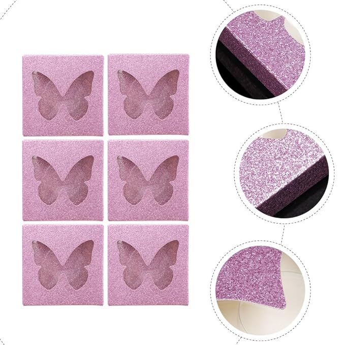 DOITOOL Square Eyelash Box with Lash Tray Butterflies Design False Eyelash Case Compact Storage Organizer for Makeup 2.83X2.83X0.47In Set of 10