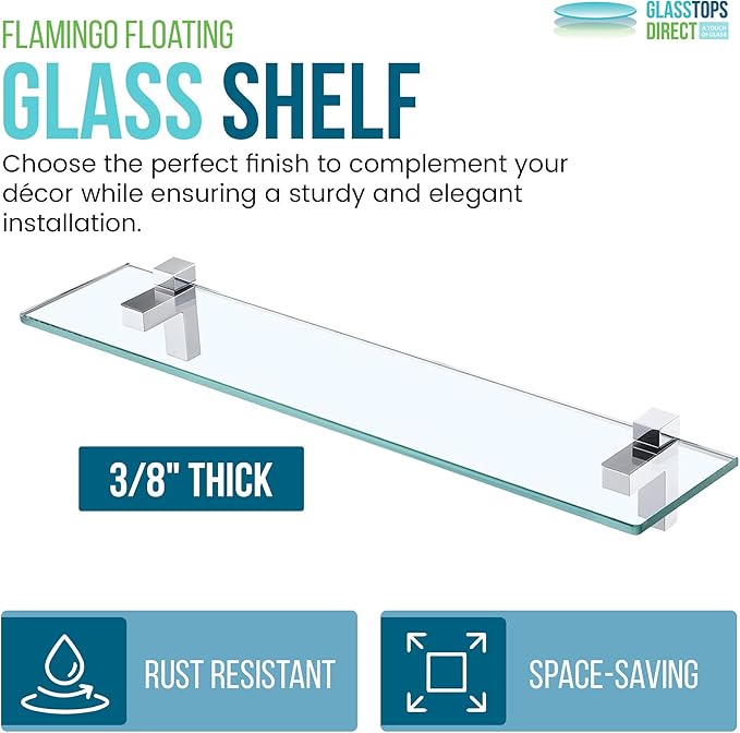 Spancraft Falcon Glass Shelf 6" X 24" in Brushed Steel