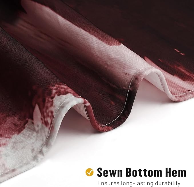 MitoVilla Burgundy Shower Curtain, Graffiti Ombre Fabric Shower Curtains for Modern Abstract Bathroom Decor, Brush Strokes Oil Painting Design, Watercolor, 72 x 72