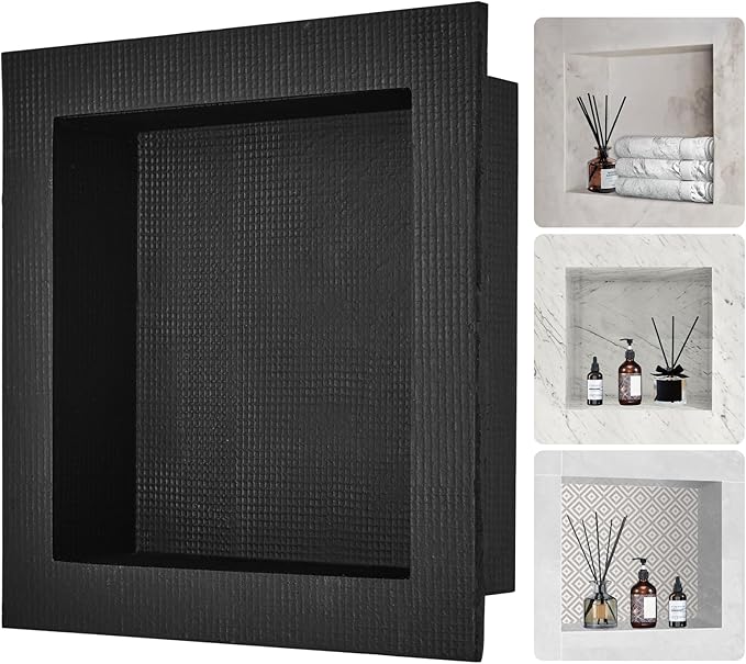 VEVOR Shower Niche,16-Inch Width x 16-Inch Height x 3.5-Inch Depth Single Shelf Organizer,Wall-Inserted Niche Recessed Sealed Protection Modern Soap Storage for Shower Bathroom,Black