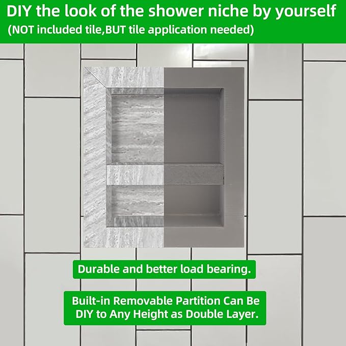 Tile Ready Shower Niche,12"x16" Inner Size,16”x20” Outer Size,Niche for Shower Wall,Waterproof and Ready-to-Tile Recessed Showers Shelf Niches Box for Bathroom Remodel/Storage/Organization,Depth 4”