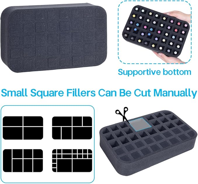 2 Pack Nail Polish Organizer Holder Foam Pad with Slots for Storage 80 Bottles (15ml/0.5fl.oz) Nail Polish or Essential Oil Tray for Drawers Black