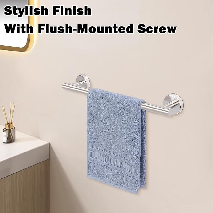 Livabber Bath Towel Bar, 304 Stainless Steel Towel Rack, Heavy Duty Towel Holder Wall Mounted for Bathroom/Kitchen, Usable Hanging Length-9.3 Inch, Total Length-12 Inch (Brushed Nickel)