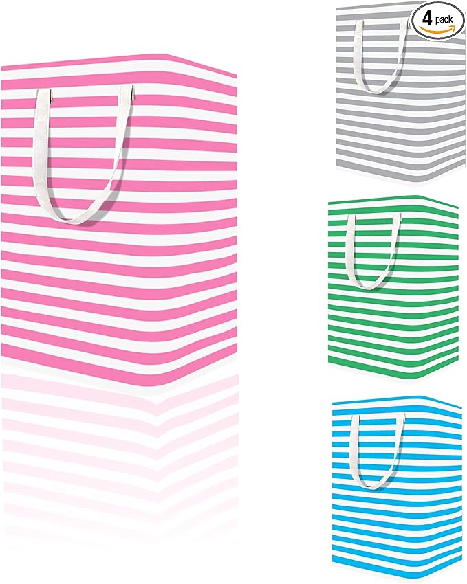 Large Laundry Basket ，75L Waterproof,Collapsible Laundry Hamper with Extended Handles for Clothes in the Family Dorm (Green，Blue，Grey，Pink)