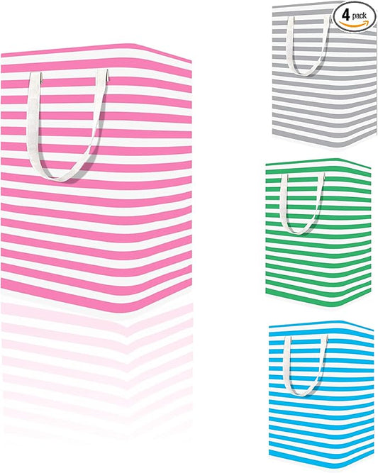 Large Laundry Basket ，75L Waterproof,Collapsible Laundry Hamper with Extended Handles for Clothes in the Family Dorm (Green，Blue，Grey，Pink)