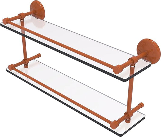 Allied Brass MC-2/22-GAL-ASP Monte Carlo 22 Inch Double Glass Shelf with Gallery Rail, Autumn Sparkle