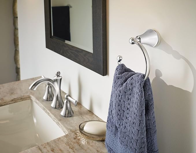 Moen YB5286CH Wynford Bathroom Hand Towel Ring, Chrome