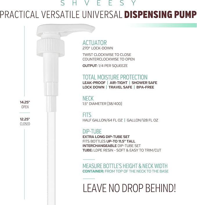 Gallon Pump Dispenser - for Plastic or Glass Bottles – Heavy-Duty Leak Proof for Commercial and Household Use - Plastic Pump for 1 Gallon Jug – Non-BPA Plastic (Pack of 4)