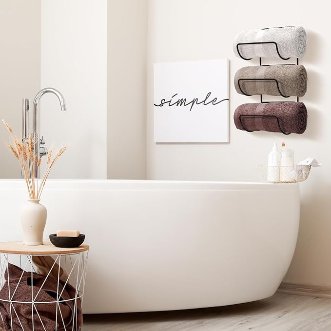 Sorbus Towel Holder for Bathroom Wall - 12 Level Wall Mounted Towel Rack Shelves for Rolled Bath Towels, Washcloths, Linen - Hanging Towel Racks for Bathroom, Spa, Salon, Towel Storage Organizer