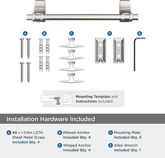 Amerock Davenport Brushed Nickel 9 inch (229mm) Towel Bar, BH36055G10
