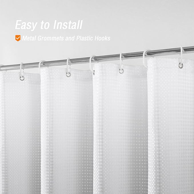 Gibelle Extra Long Shower Curtain 72 x 84, Tall Grey Ombre Shower Curtain for Bathroom, Waffle Weave Fabric Shower Curtain Set with Hooks, Water Repellent, Machine Washable