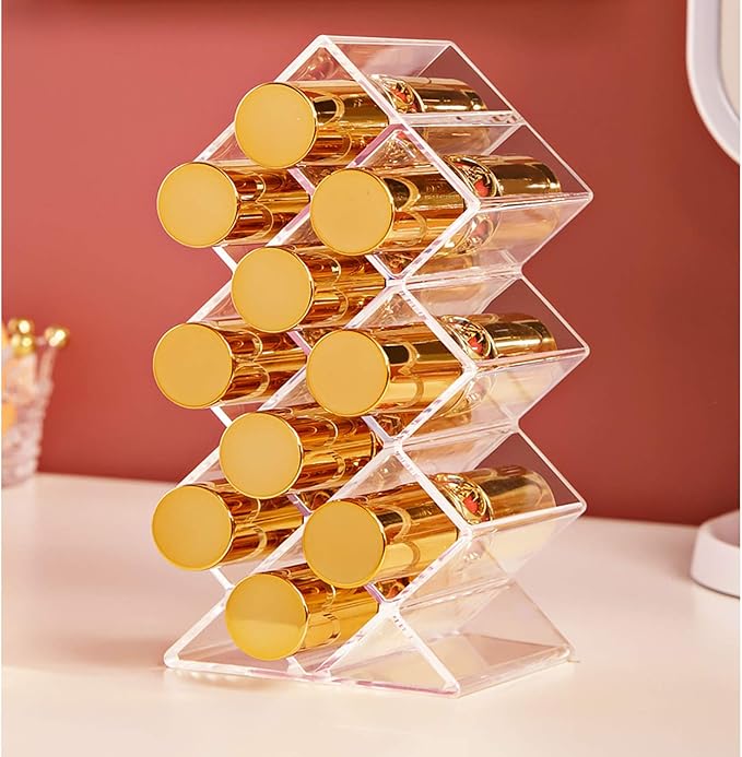 TEORG Fish-Shape Lipstick Organizer Tower - Lip Gloss Storage Holder Stand for 10 Lip Sticks Perfect for Makeup Cosmetic Vanity and Dresser Display, Clear Acrylic (1-pack)