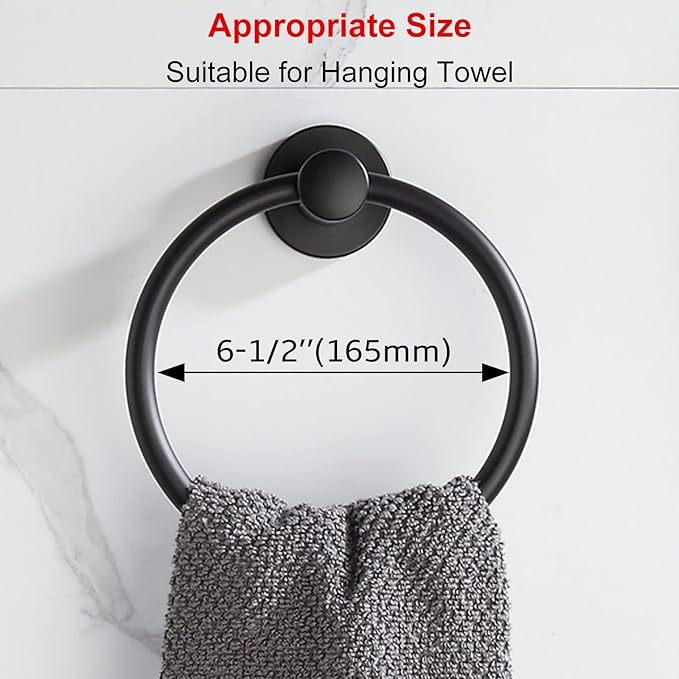 BGL Black Bathroom Towel Holder Black Towel Ring Stainless Steel Towel Ring for Bathroom 2 Pack