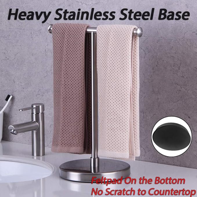 GERZWY Hand Towel Holder Stand Modern Free Standing Tree Rack for Countertop, SUS 304 Stainless Steel Brushed Finished DZY024-LS