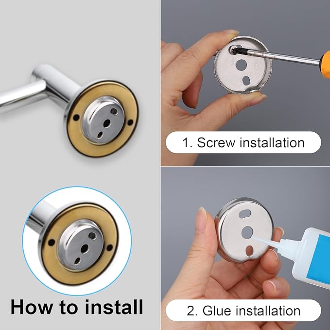 30pcs Towel Bar Rod Replacement Parts Set, Stainless Steel Bathroom Mounting Holder Bracket Towel Bar Mounting Hardware Kit with Round and Square Base Screws Wrench