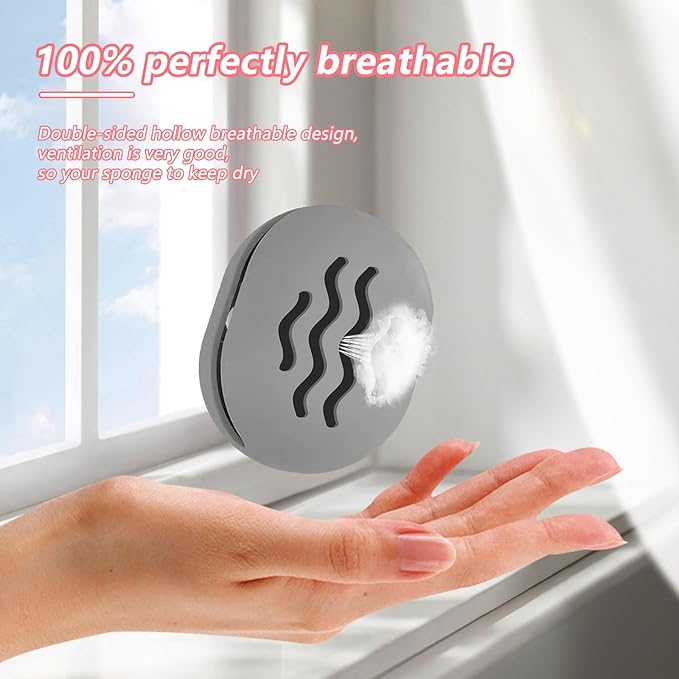 Makeup Sponge Holder,Travel Make up Sponges Organizer,Silicone Shatterproof Make Up Sponge Case,Breathable makeup sponge case, suitable for business or travel(Grey)