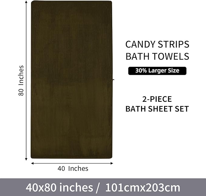 Oversized Bath Sheets 40x80 Inches Extra Large Bath Towels for Adults Super Soft Quick Dry Highly Absobent Microfiber Shower Towels for Bathroom, Pool, Gym, Yoga Towel (Brown, 2Piece)