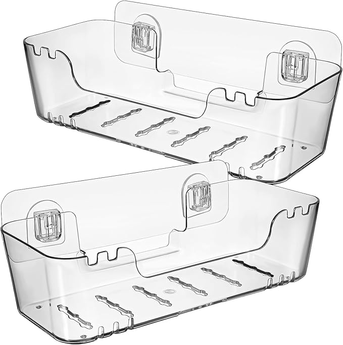PartyKindom 2pcs Bathroom Shelves Wall Mounted No-Drill Floating Storage Holder Organizer Rack Large Capacity Space-Saving Shelf for Toilet Paper Towels and Essentials