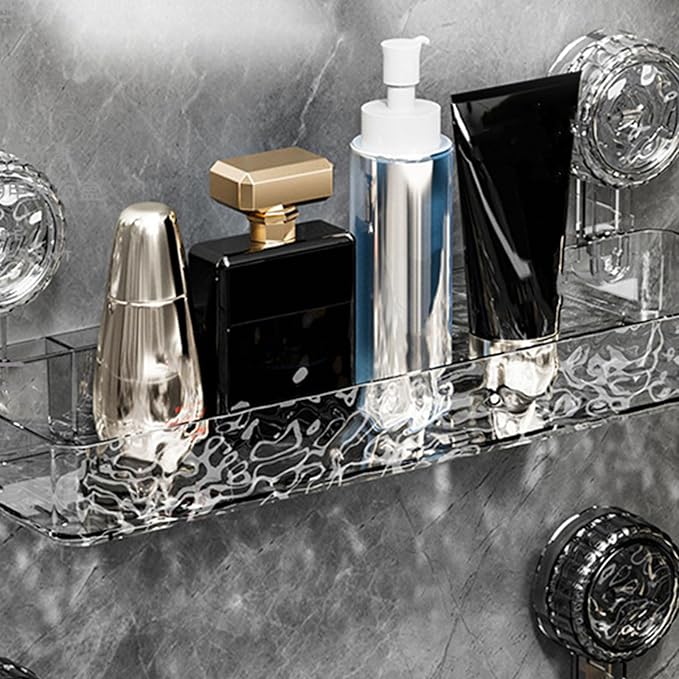 Strong Suction Bathroom Shelf Space Saving Easy Installation for Smooth Surfaces Great for Organizing Toiletries