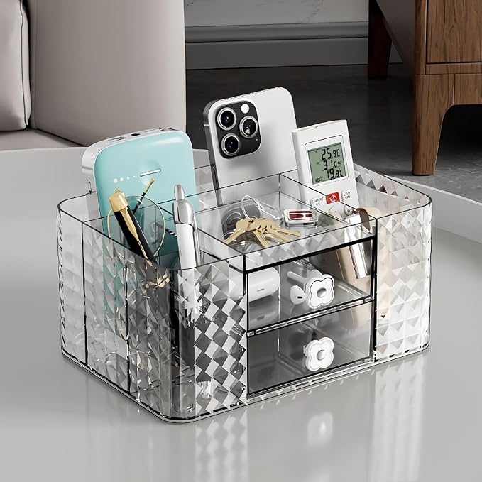 Makeup Organizer with Drawers and Clear Storage - Vanity Counter Organizer and Bathroom Countertop for Makeup Brush, Lipsticks, Nail Polishes, Perfumes, Eyeshadow Palettesand Cosmetics