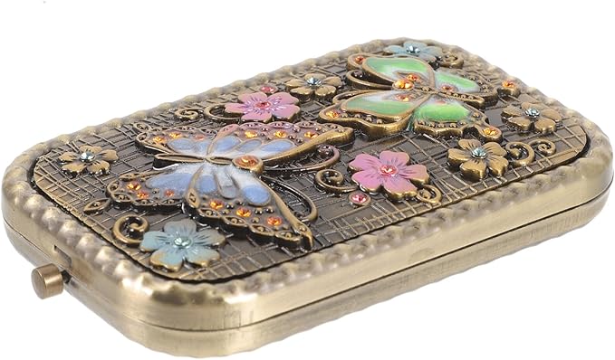 1pc Vintage Double-Sided Foldable Makeup Mirror Compact Portable Travel Cosmetic Mirror for Women High-Definition Present