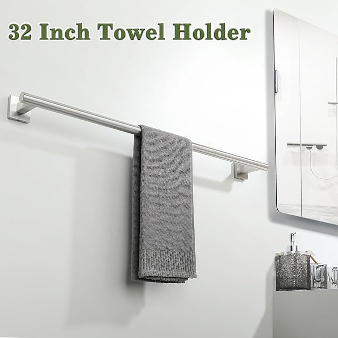 Alise Bathroom Towel Bar, 32 Inch Towel Racks for Bathroom, SUS304 Stainless Steel Hand Towel Holder Heavy Duty Towel Rack Wall Mounted Brushed Nickel Towel Bar