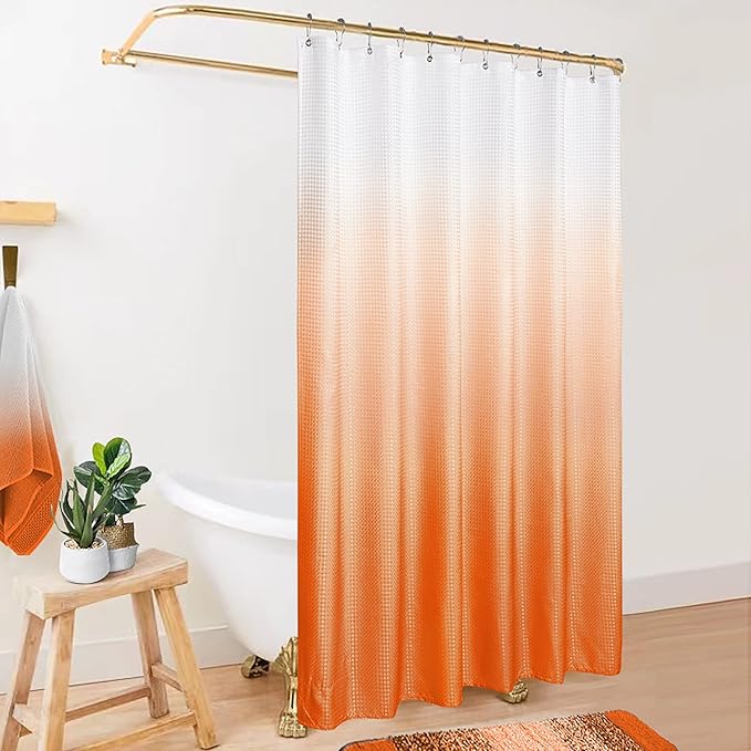 Orange Shower Curtains for Bathroom Set Fall Thanksgiving Waterproof Fabric Boho Decoration Ombre White and Burnt Orange Shower Curtain for Bohemian Theme Vintage Bath Decor 70 x 72 inch Long