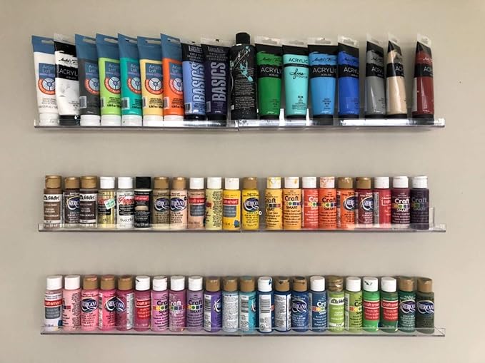 Sooyee 6 Pack Nail Polish Organizer Wall Mounted Shelf, Holder, Clear Acrylic Rack,Paint Organizer,Essential Oil Shelf Display 66-90 Bottles