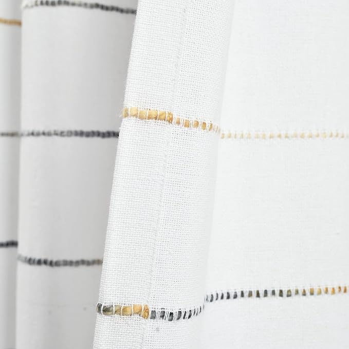Lush Decor Ombre Stripe Yarn Dyed Cotton Shower Curtain, 72" W x 72" L, Navy & Multi - Fabric Shower Curtains - Striped Bathroom Curtain - Farmhouse & Coastal Decor
