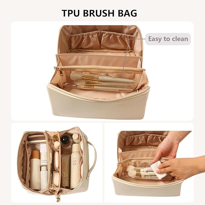 Omeily Travel Makeup Bag Toiletry Bag for Women Large Cosmetic Travel Bag Makeup Storage Box Skincare Organizer Vanity Organizer Bag Multi-Function Makeup Organizer with Compartments Travel essentials