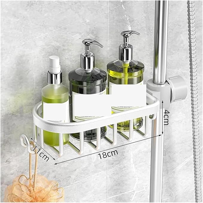 Punch-Free Bathroom Rack Shelf Toilet Space Aluminum No Drill Hanging Organizer Hang On The Wall(1-Silver)