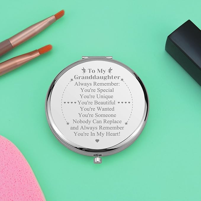 Granddaughter Gifts from Grandma Travel Makeup Mirror Granddaughter Graduation Gifts Inspirational Gift Rose Gold Compact Makeup Mirror Granddaughter Gifts from Grandparents Christmas Birthday Gifts